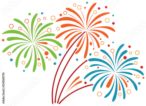 Vibrant fireworks celebration illustration for festive events and holidays