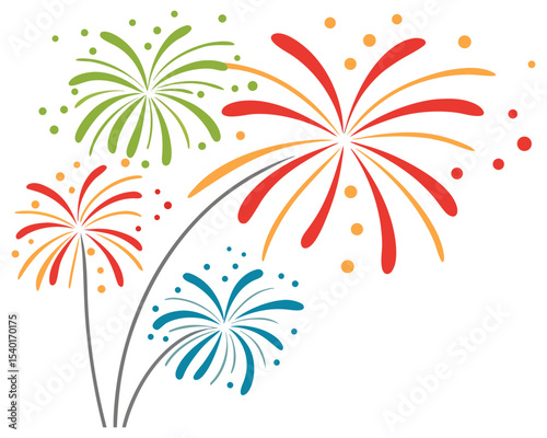 Colorful festive fireworks vector illustration for celebrations and holiday events