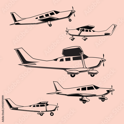 simple small plane isolated vector pack