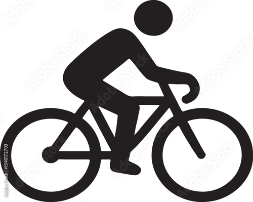 Vintage black silhouette of a cyclist on a road bike, a sport icon of travel and transport
