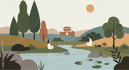 Abstract Organic Nature Scene Vector Ready 2D Illustration