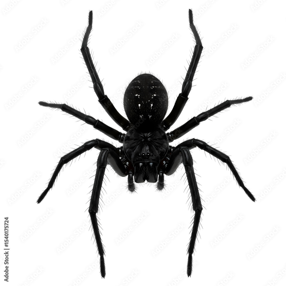 Fototapeta premium Black Spider CloseUp isolated on transparent baackground