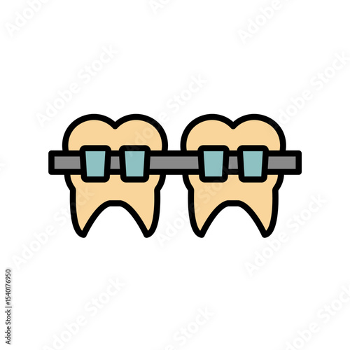 brackets dental icon collection .design style with background

