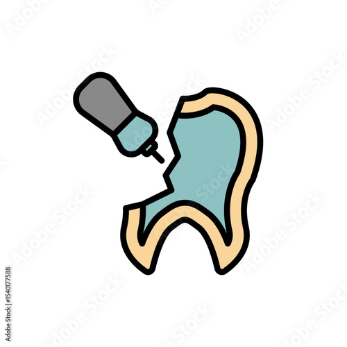 tooth canal cleaning icon collection .design style with background
