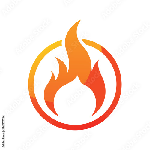 Bold and modern fire flame logo design in warm orange and red colors on white background