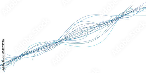 Abstract blue lines intertwined forming dynamic curves against a white background for graphic design concepts