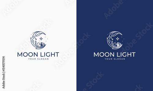 Creative Moon Logo – Abstract Night Sky & Lunar Symbol Vector Design