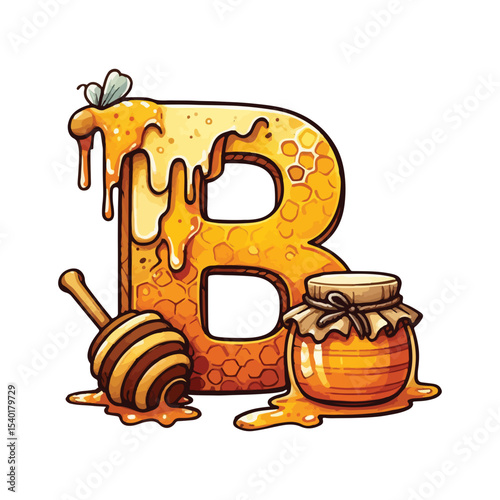 Honey bee Letter B SVG, Honeycomb alphabet, beekeeping letter, Letter B svg