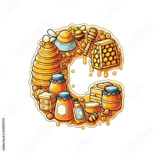 Honey bee Letter C SVG, Honeycomb alphabet, beekeeping letter, Letter C svg