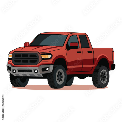 Red Heavy-Duty Pickup Truck: Off-Road Capable Vehicle for Work or Adventure

