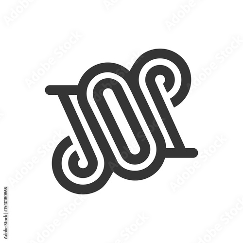 the logo monogram of the letters J, O and P. Outline, unique and elegant.