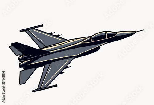 Dynamic illustration of a modern fighter jet in flight, a stylized military aircraft graphic for aviation enthusiasts, air force branding, or action themes.
