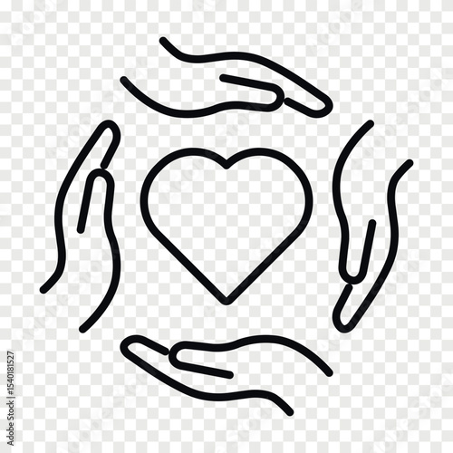 Hand holding heart vector line icon