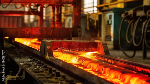 Close-up of industrial heat treatment process in a furnace, showcasing metal workpieces undergoing hardening, tempering, and annealing with controlled temperature, cooling systems