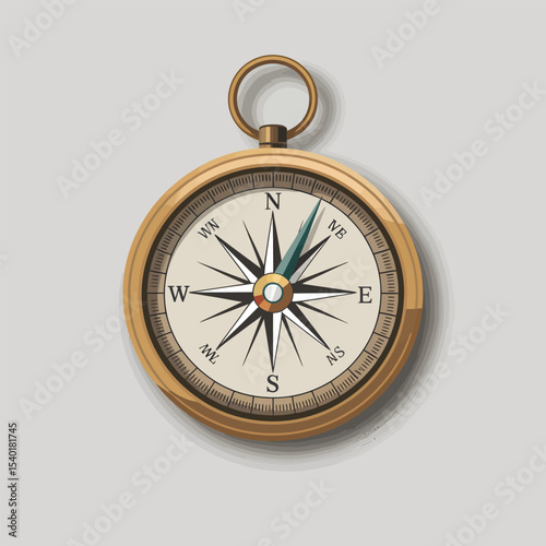 Vintage compass instrument with elegant gold detailing and classic design for direction and navigation on a light gray background