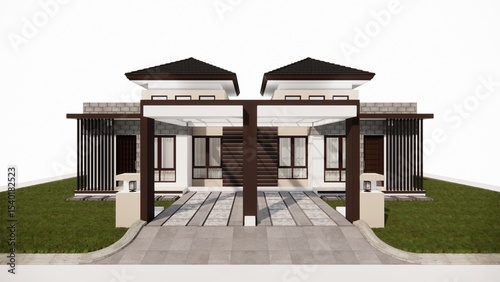 3 d rendering of home exterior house in the style with application