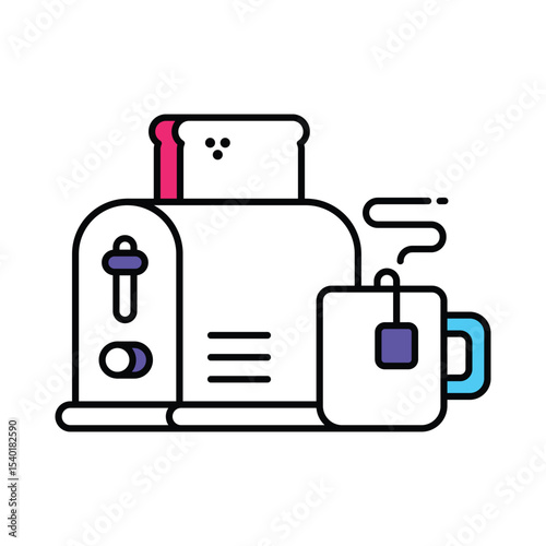 Toaster Vector Filled outline illustration style icon. EPS 10 file 