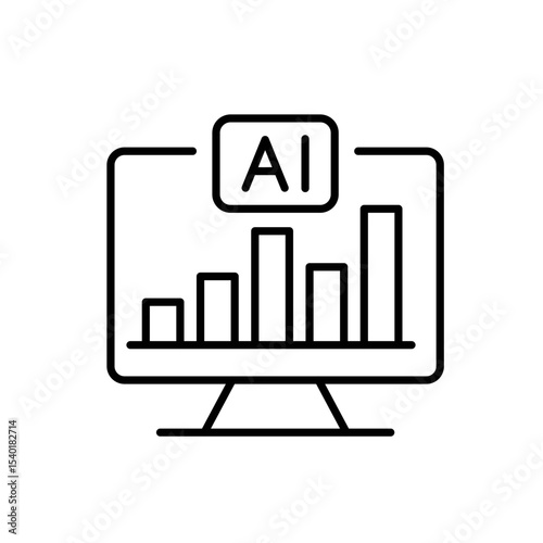 Line icon of AI performance analytics with editable stroke for tracking student academic progress