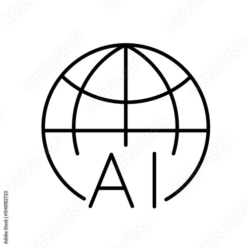 Editable stroke line icon of AI translation tool for multilingual education and smart global classrooms