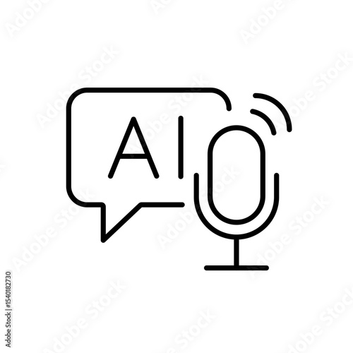 Line icon of AI voice assistant with editable stroke for audio learning and voice interaction in education