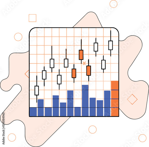 vector background featuring stacked bar charts and diagonal grid lines