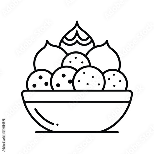 Vector illustration of delicious dessert or appetizer served in a modern minimalist bowl