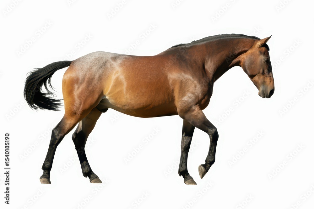 Horse in natural pose isolated on white background, photo realistic isolated, white background Horse in natural pose isolated on white background, photo realistic isolated, white background