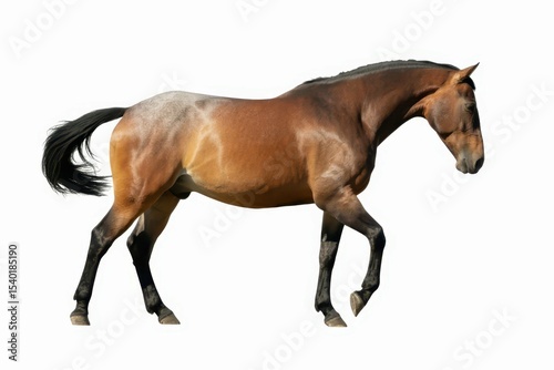Horse in natural pose isolated on white background, photo realistic isolated, white background