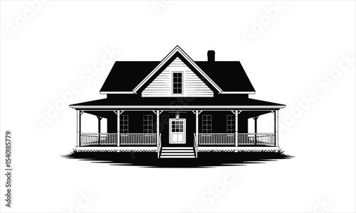 Detailed house architectural vector illustration