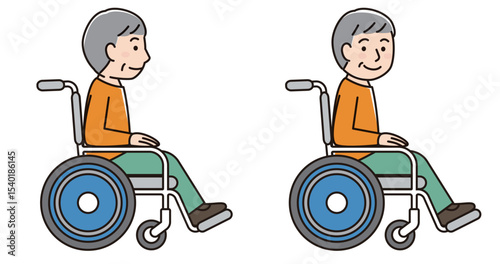 車椅子のシニアの男性