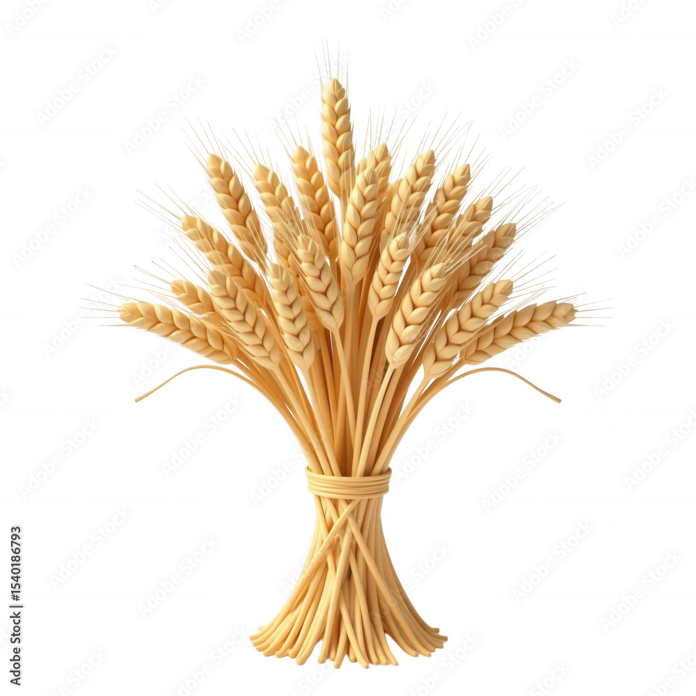 Fototapeta premium Thanksgiving 3d isolated transparent wheat bundle nature decorative elements studio environment close-up view