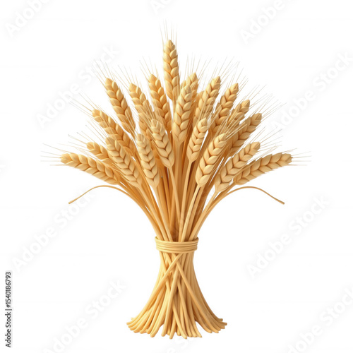 Thanksgiving 3d isolated transparent wheat bundle nature decorative elements studio environment close-up view