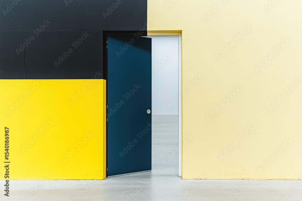 Open door between contrasting walls Open door between contrasting walls