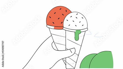 Delicious ice cream cones with vibrant flavors in hand, evoking joy and summer vibes