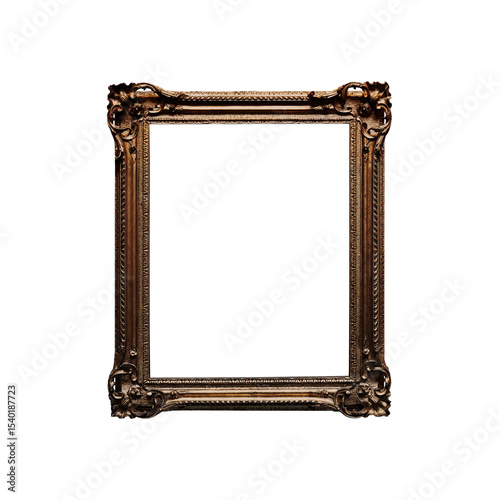 Antique gold picture frame with ornate carved wooden design vintage decoration