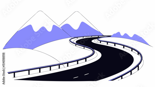 winding road through snowy mountains creates serene landscape