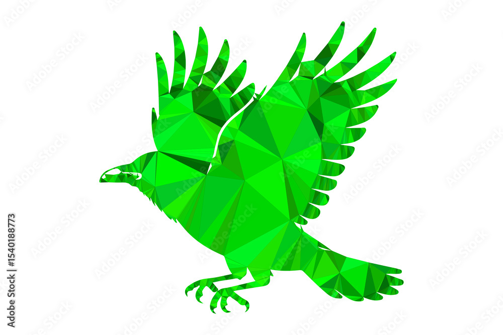 Obraz premium Abstract green low poly eagle in flight