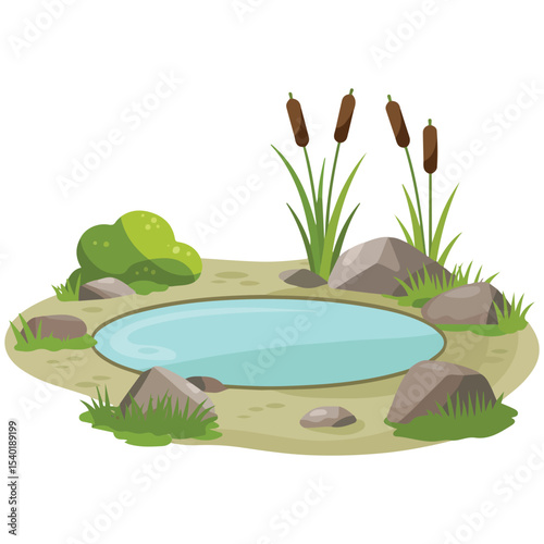 Lake icon water reeds vector isolated white background
