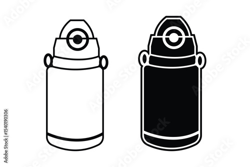 Kids Water Bottle art silhouette vector with lineart on white background