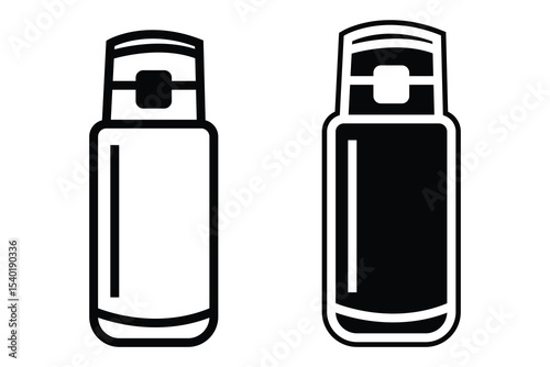 Kids Water Bottle art silhouette vector with lineart on white background