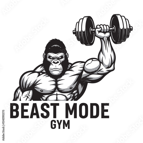 "Beast Mode Gym" Gorilla Dumbbell Overhead Press Vector Icon Set - Apex Strength Theme.