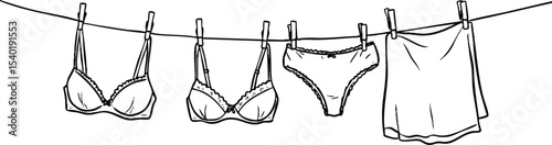 Minimalist Lingerie Line Art Single Color Vector Illustration
