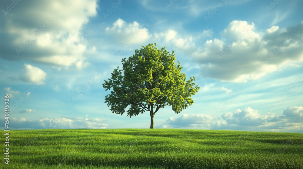 Fototapeta premium green field and blue sky. field and clouds