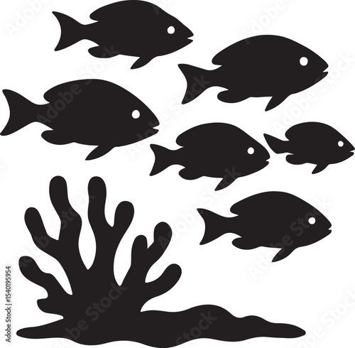 Set of diverse aquatic animal vector illustrations, perfect for designs featuring fish, marine life, and underwater nature