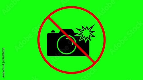 No Camera Flash Photography Restriction Icon Symbol on Green Background