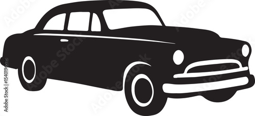 Black and white vector illustration of a vintage luxury automobile for transport design