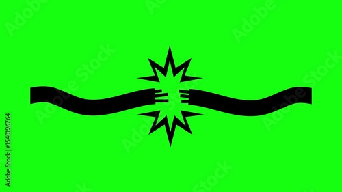 Electric Wire Short Circuit Icon on Green Background