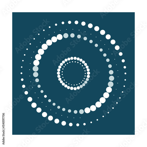Abstract concentric circle design with dots arranged on a dark teal background for artistic visuals