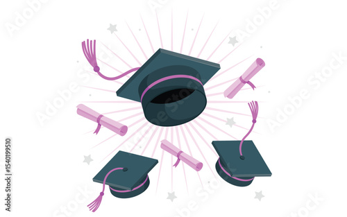 Graduation hats concept illustration