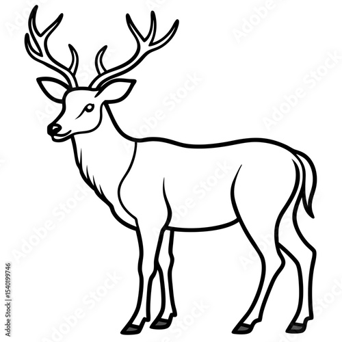 Minimal Line Drawing Wapiti with Vole